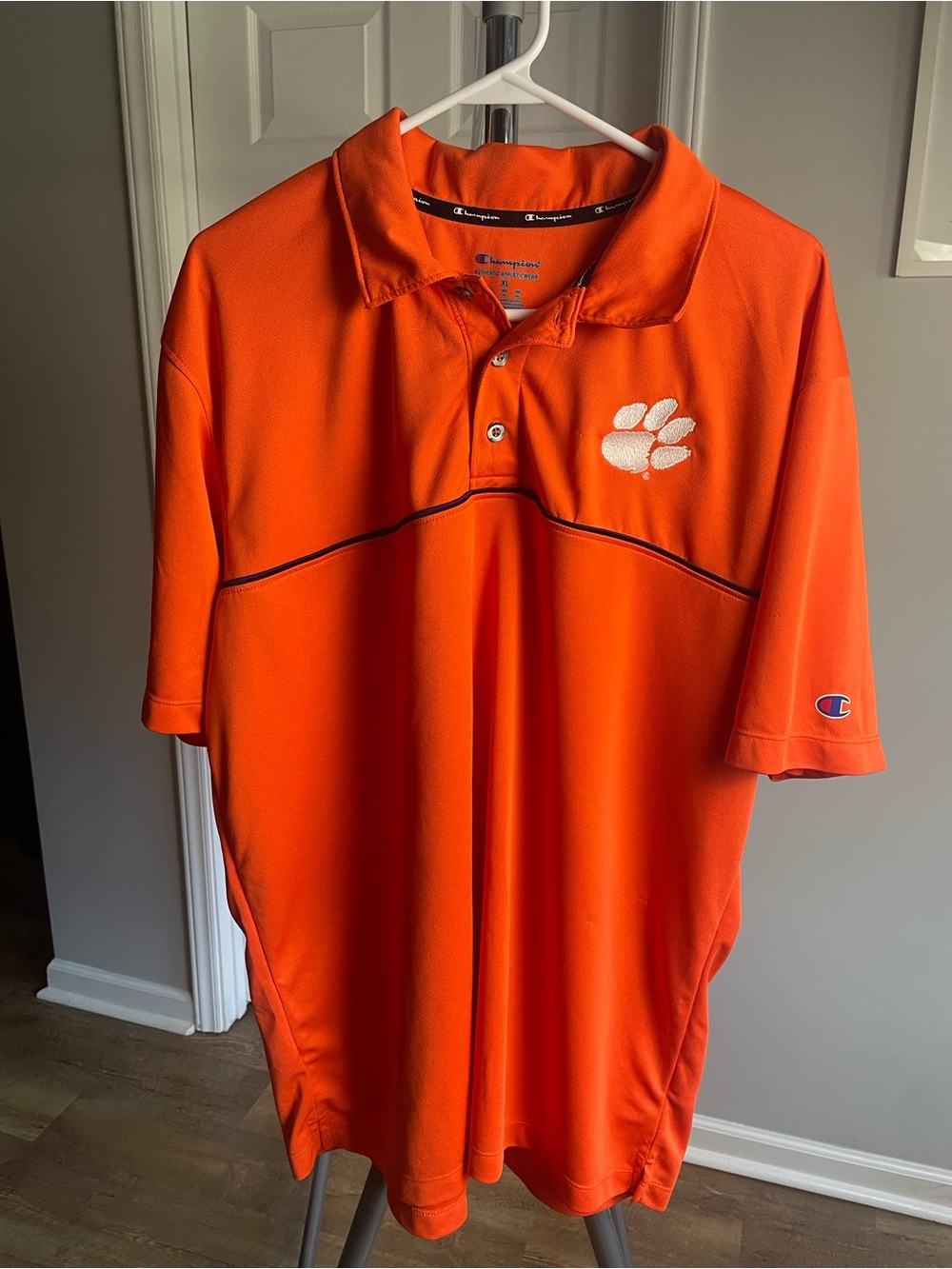 Champion Men’s Orange Polo with Clemson Embroidery